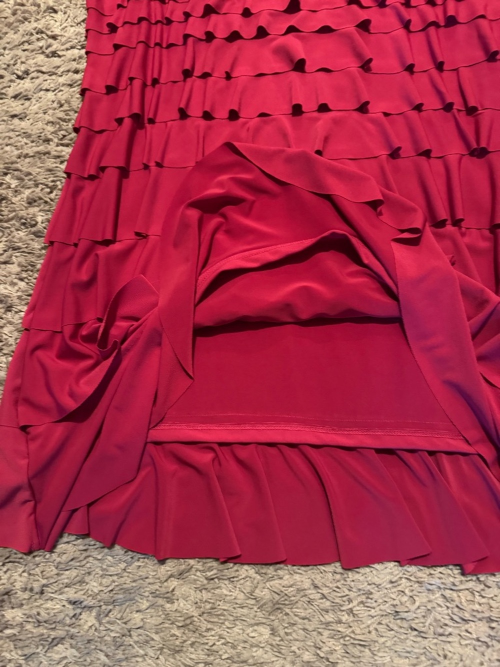 NWT ISLE by Melis Kozan Sz Medium Berry Pink Graduating Ruffle Tiered Mini Dress - Picture 4 of 7